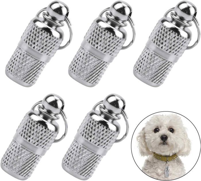 Étiquette didentification - HANDEIU - Pendentif pour chien - Argenté - 5 unités - Rectangulaire