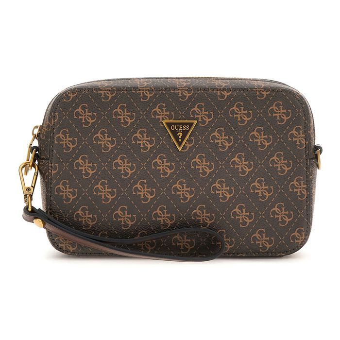 Sac Bandoulière GUESS Milano – Double Zip, Beige/marron, Rangement Pratique