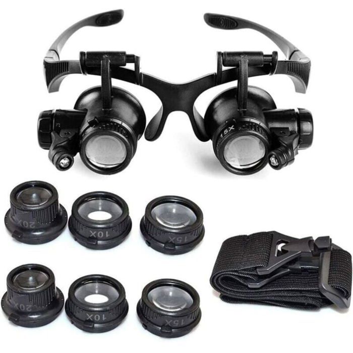Loupe Frontale Grossissante avec Lumière LED 5 Lentilles Détachables 1