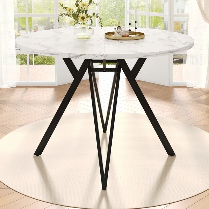 Table De Salle à Manger HOMCOM Pour 4 Personnes – Plateau Verre Trempé 120x60 Cm, Pieds Métal Noir, Hauteur 75 Cm