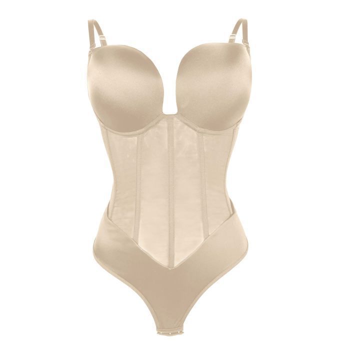 Body Gainant Femme - Gaine Ventre Plat Et Taille Sculptée - Shapewear Contrôle Fort Avec Dentelle - Sans Bretelles Adjustables