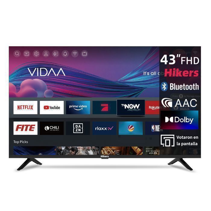 Hikers TV LED FHD 43 (108 cm) Smart TV VIDAA Netflix Prime Video Disney HDR10 3xHDMI 2xUSB Dolby Digital