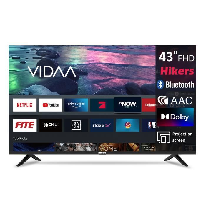Hikers TV LED FHD 43 (108 cm) Smart TV VIDAA Netflix Prime Video Disney HDR10 3xHDMI 2xUSB Dolby Digital