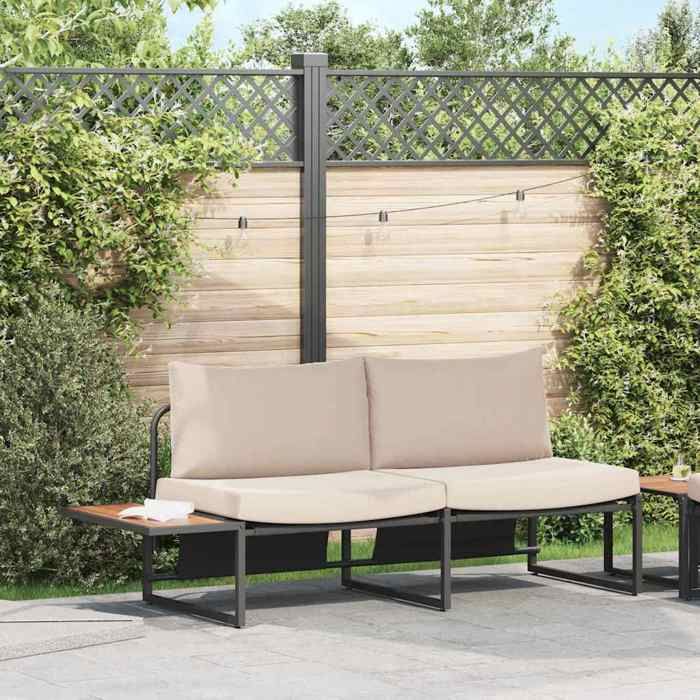 Canapé de jardin - vidaXL - 200 5x70x85 5 cm - Marron - Métal - Coussins résistants aux intempéries - Design moderne
