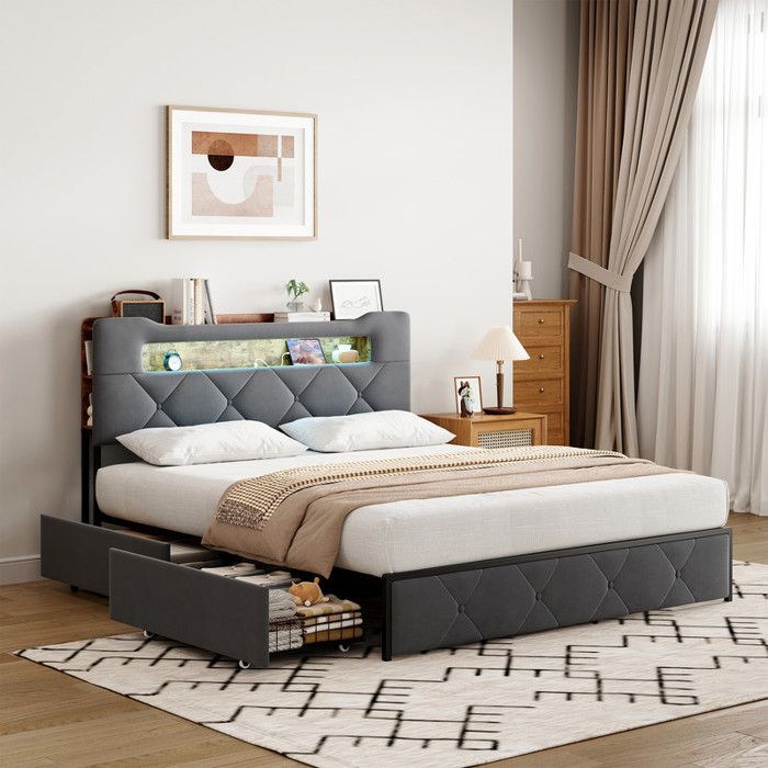 Lit 160 x 200 avec sommierlit 2 Personnes avec tiroirsLEDmultiprisecadre de lit 160 x 200 avec sommier en métalgris velours