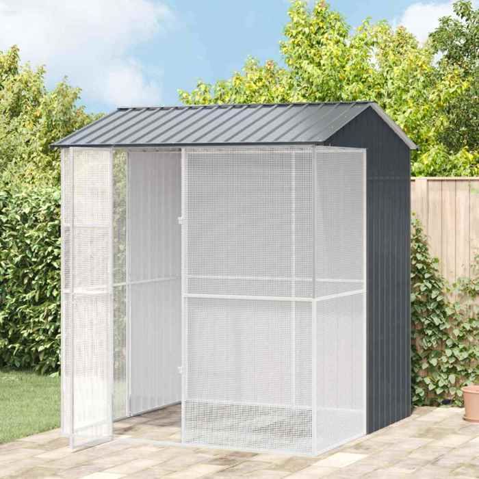 Anthracite Cage pour oiseaux - perchoirs à oiseaux - Anthracite 215 x 210 x 247 cm Acier galvanisé A2793 Anthracite Cage pour oiseaux - perchoirs à oiseaux - Anthracite 215 x 210 x 247 cm Acier galvanisé A2793