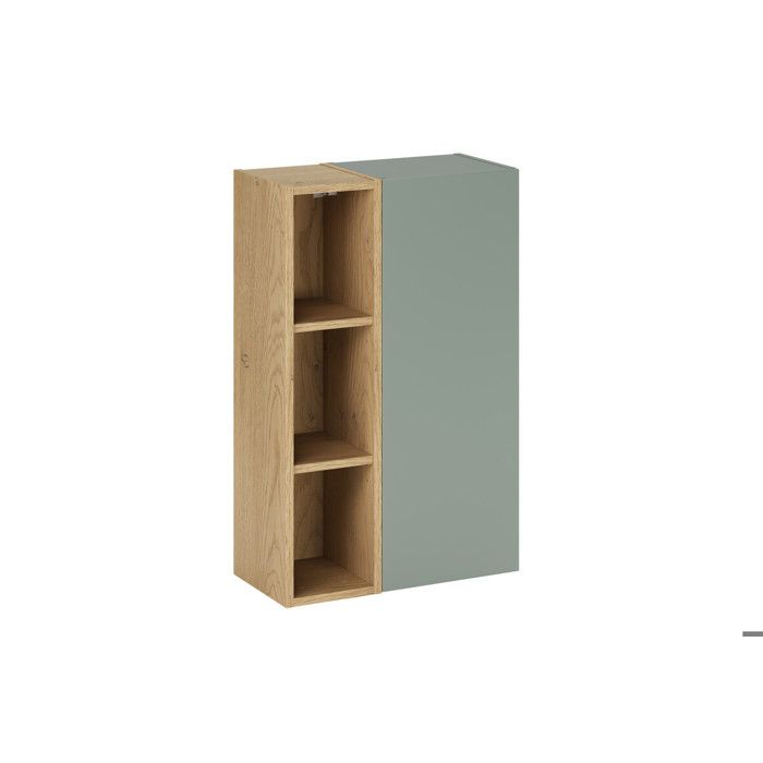 Meuble colonne de salle de bain suspendu ASTER vert 50 x 80 cm avec extension - étagères ouverte