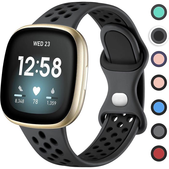 Bracelet sport en silicone - LEVYS - Compatible Fitbit Versa 3 - Compatible Fitbit Sense - Boucle double trou