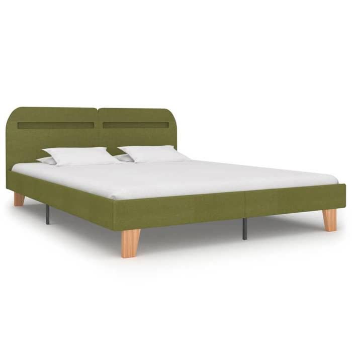 Magnifique Cadre de lit avec LED(1 PCS) - SARAZYJ - Meuble de chambre - 2 personnes - sans matelas - vert tissu 160 x 200cm - 339392