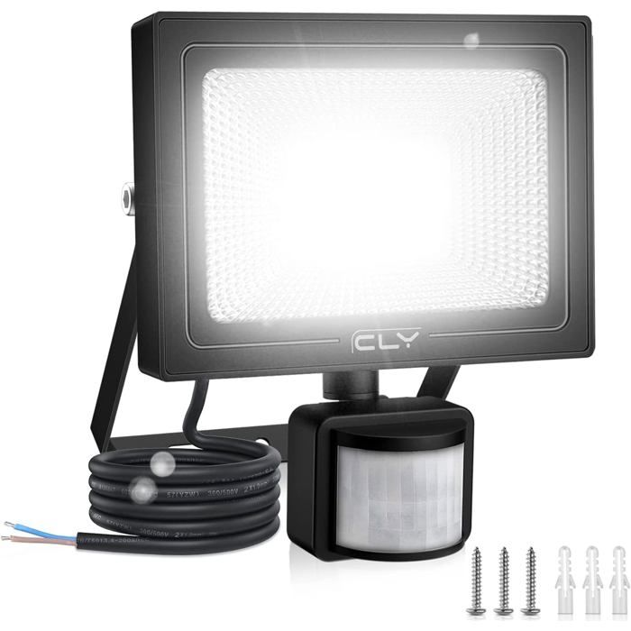 Projecteur LED extérieur avec détecteur de mouvement - 25W - 2100 lumens - Blanc froid 6500K - IP66 étanche
