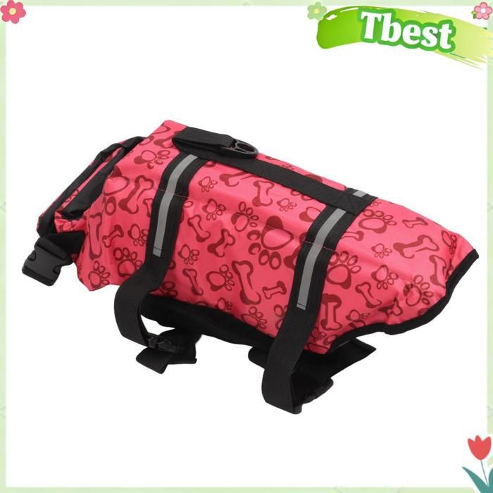 Tbest gilet de sécurité pour chien Gilet de sauvetage animalerie manteau Rose Rouge M (Poids recommandé 3 à 65 kg/66 à 143 lb)