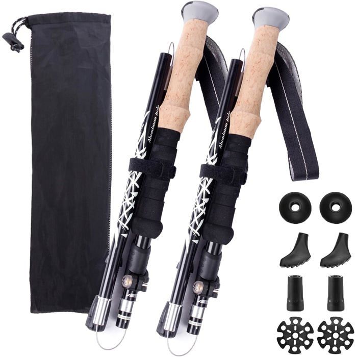 Bâton de randonnée - Bâton de marche réglable - Bâton de marche professionnel - Résistant aux chocs - Léger et compact - Pliable - P