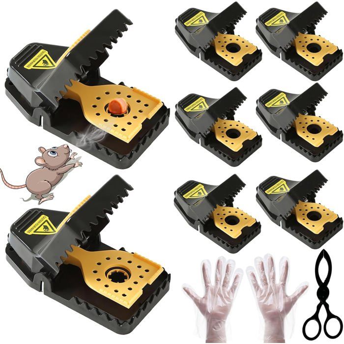Tapetteà SourisPiège à Rat Efficace RapidePiège Souris en Plastique sTiege a Rat utilisablesMouse Trap Lot de 9(2L+6S+1Clip)