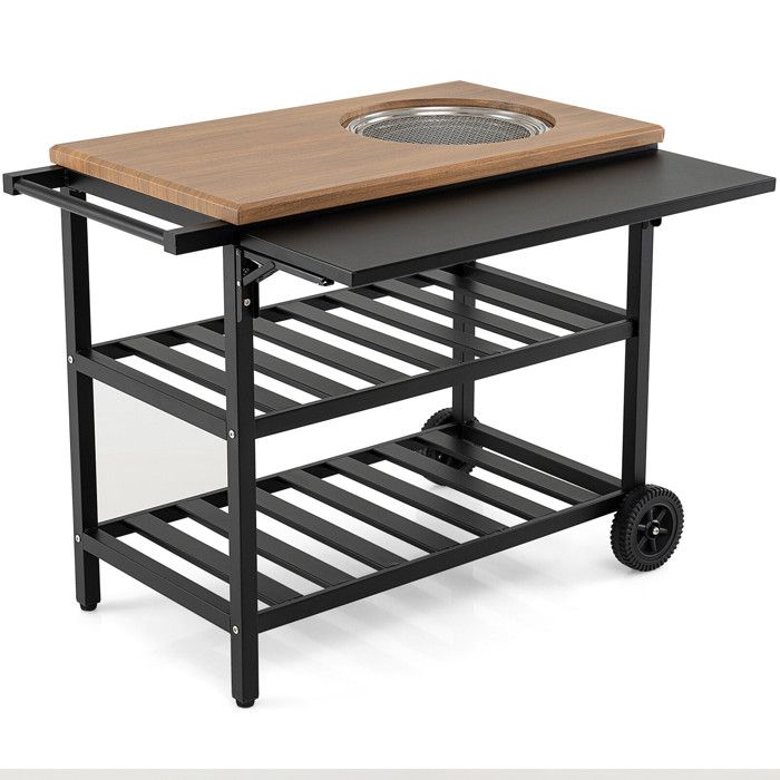 Chariot de cuisine extérieure avec grill BBQ plan de travail 34 x 20 po et panneau latéral pliable pour jardin