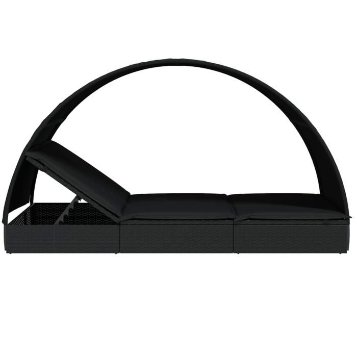 Bain de Soleil - ECOHOME® - Transat - 2 PLACES - avec toit rond noir 211x112x140cm 5872815066