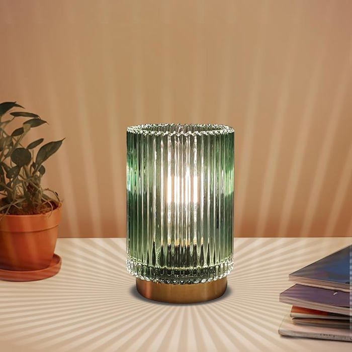 Lampe de Table sans Fil Rechargeable Lampe de Chevet Lampe Nuit en Verre Lampe de Table Romantique pour Chambre Cyl LAMPE A POSER