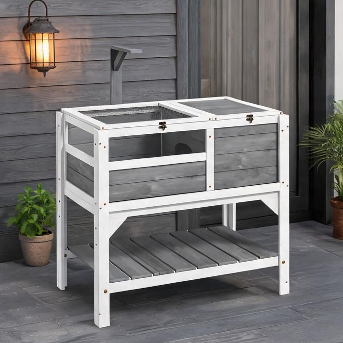 Enclos pour tortues sur pieds avec étagère en bois de sapin et grillage 84 x 51 x 103 cm Enclos pour tortues sur pieds avec étagère en bois de sapin et grillage 84 x 51 x 103 cm