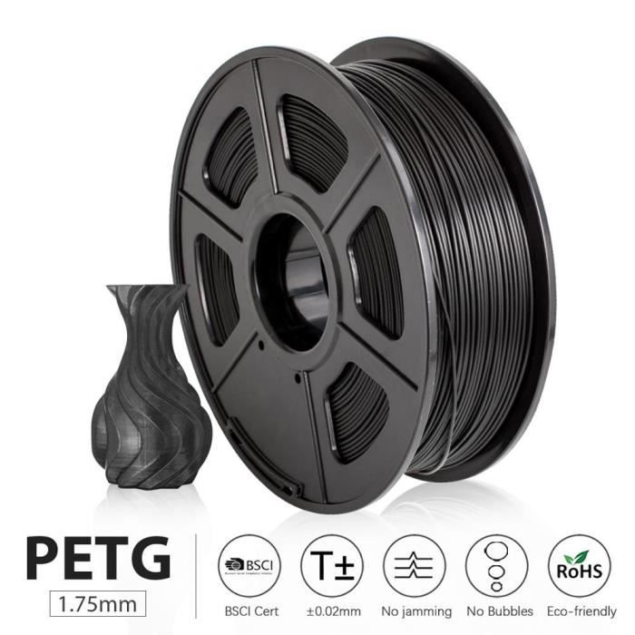 PETG NOIR - Filament de soie ABS PETG 1kg 1.75mm tolérance 0.02mm