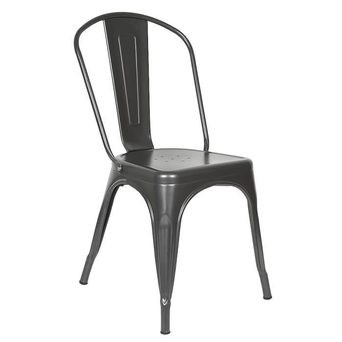 Lot de 4 Chaises en métal effet Fer forgé table à manger Cuisine Salon design vintage gris DIANWAA
