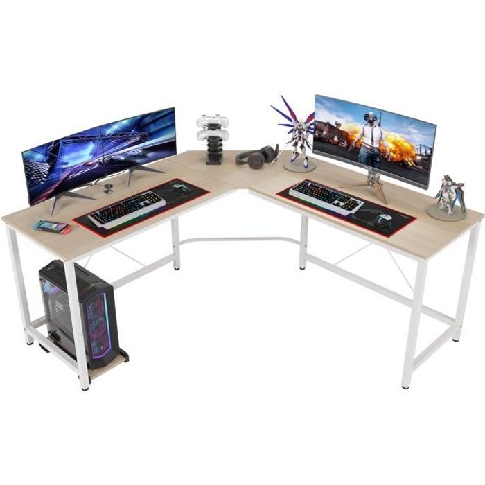GTPLAYER Bureau Gaming 120 x 60 cm, Bureau Gamer avec LED, Table Gaming PC avec Tapis de Souris, Crochet pour Casque, Noir