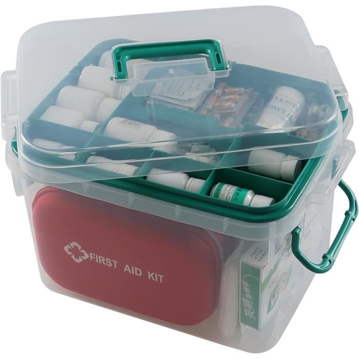 armoires à pharmacie - lesbin 1 boîte rangement plastique transparent premiers secours