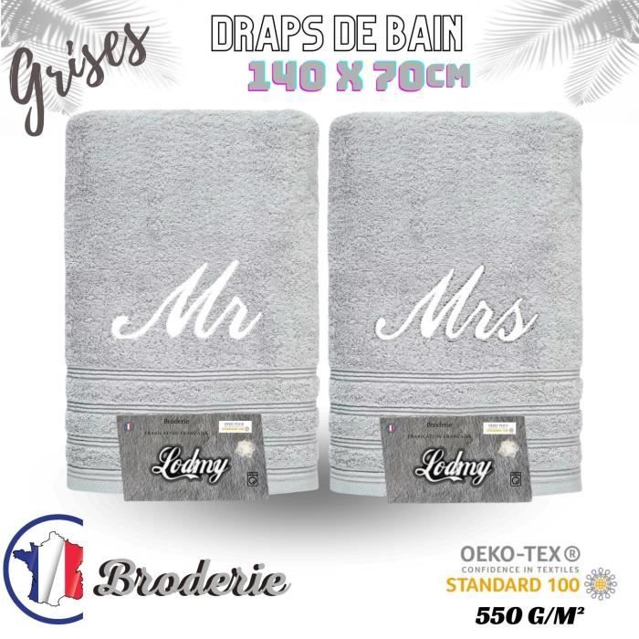 Serviette De Bain Personnalisée Avec Lettre Brodée | Coton Durable, Bordure, Oeko-Tex® | Tailles 50x100 à 80x180 Cm | Cadeau Personnalisé Idéal