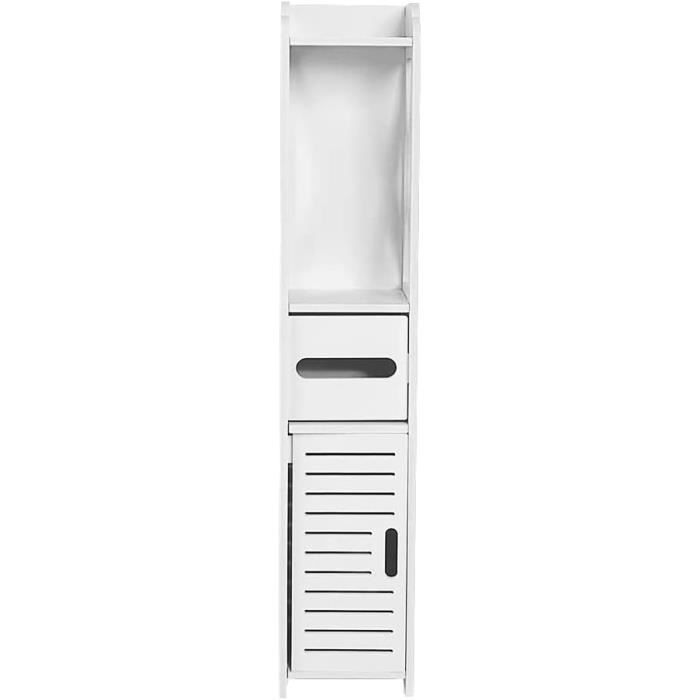 Meuble De Rangement Pour Toilettes, Meuble De Salle De Bain Avec 2 Portes Et Etageres 58 5 Cm L X 23 Cm L X 170 Cm H Blanc 77747053