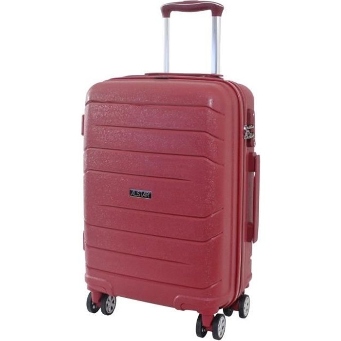 valise cabine 55cm - alistair "iron plus" - polypropylène ultra légère - marque française - rouge- garantie 2 ans -sav en france