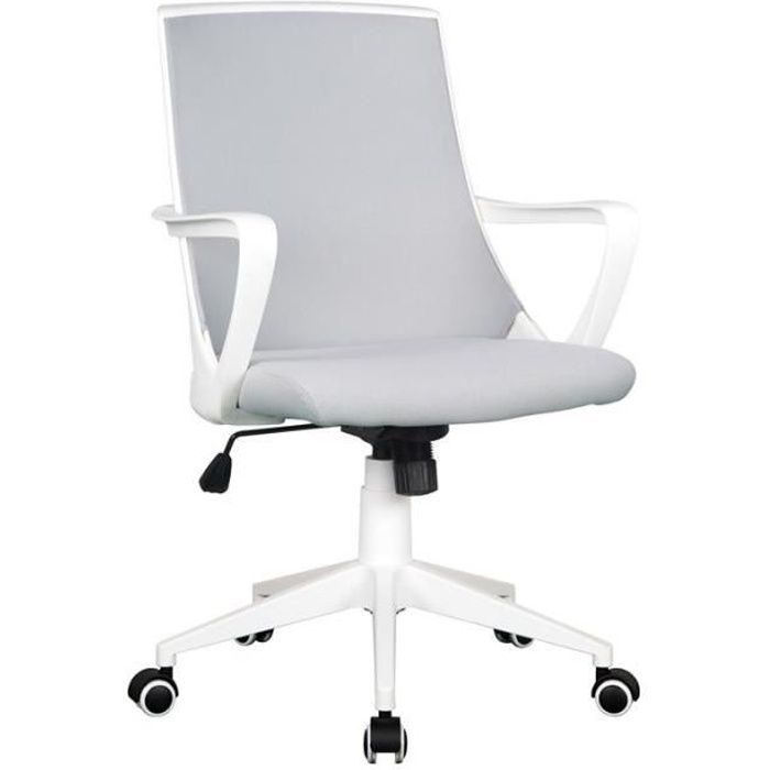 Chaise de bureau tissu Style grise/blanche - Cdiscount Maison