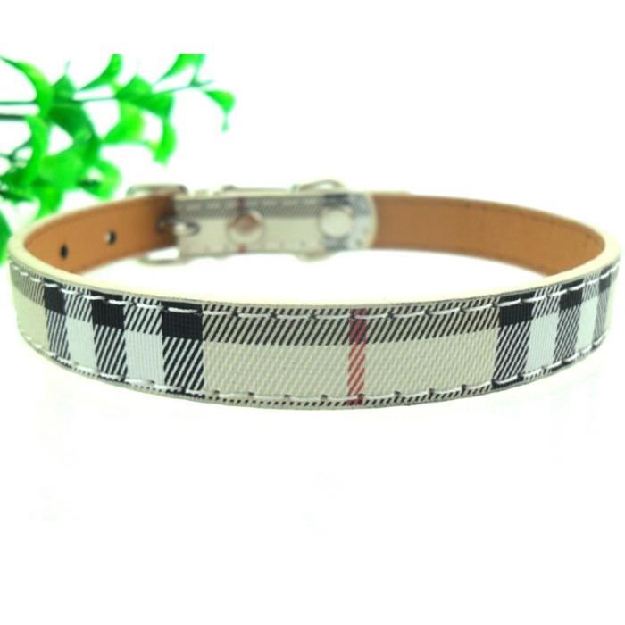 aim Patriotic Harmonious Beige Tartan écossais PU colliers classiques de chien 1.5 * 37cm -  Cdiscount Animalerie