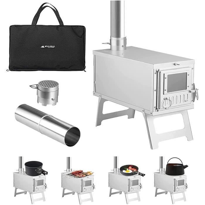 Réchaud Camping Pliable En Acier Inox - Poêle à Bois Portable Pour Outdoor