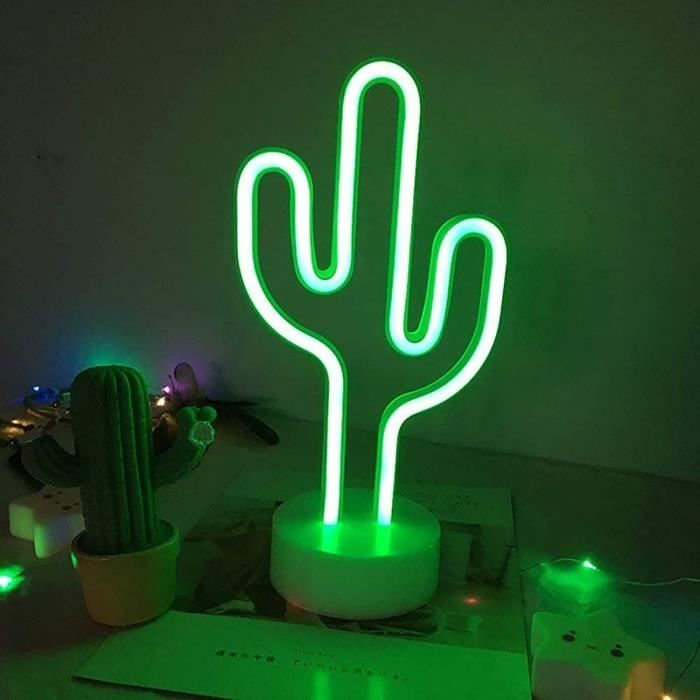 Enseigne Néon LED NIWWIN – Cactus Vert, Décoration Murale, Alimentation USB