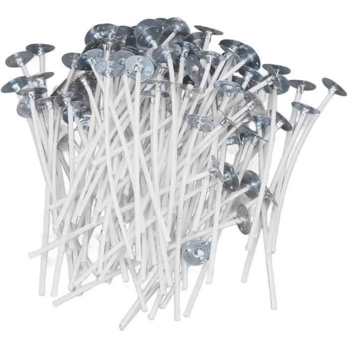 Fragrance Pour Bougie 100 Mèches à Bougies Coton 15cm + Supports Bois - Kit DIY Pour Fabrication Bougies Maison Parfum Bougie