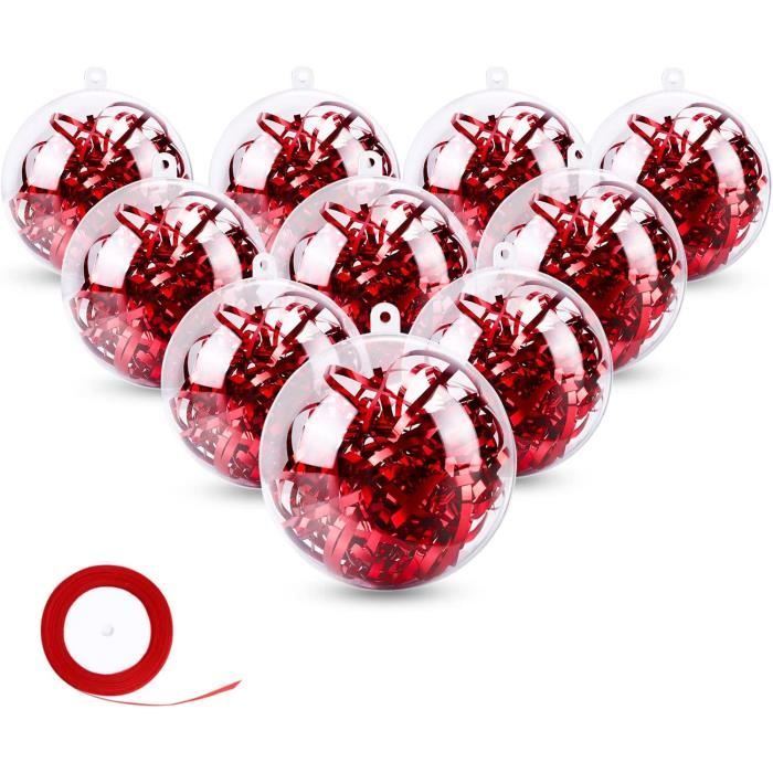 20 Boules de Noël Sapin, 80mm Boules de Noël à Remplir, Boules