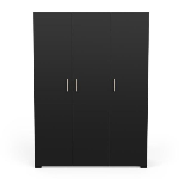 Armoire Penderie 4 Portes – Chêne Foncé – Avec Miroir Et étagères (1/2 Lingère)