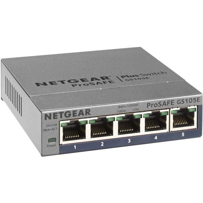 Stock Bureau - NETGEAR GS305 Switch Ethernet Métal 5 ports Gigabit ( 10/100/1000