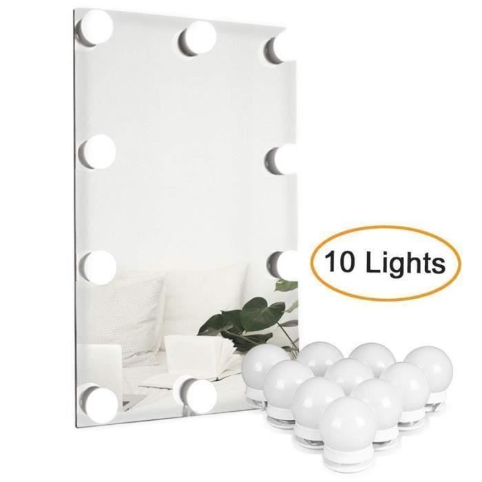 Kit de lumière LED pour miroir de courtoisie de Hollywood pour  maquillage，lampe de coiffeuse table 10 ampoules LED[Classe éne w514 -  Cdiscount Electroménager