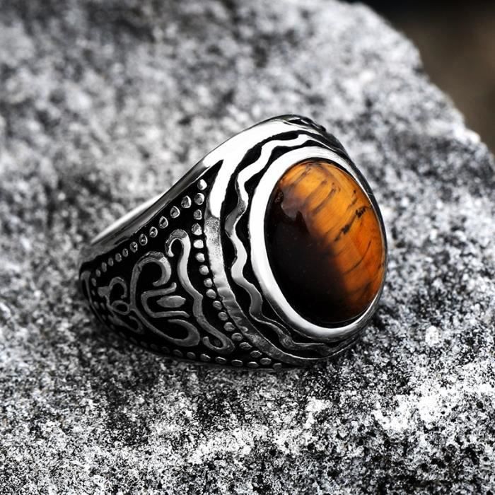 Bague oeil de tigre pour homme clearance