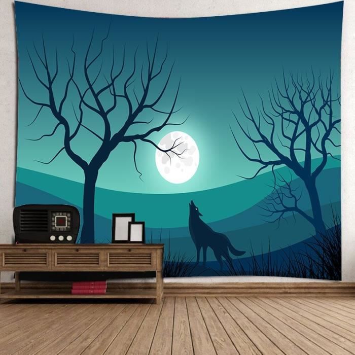 Tapisserie Tenture Murale Tête De Loup Impression Numérique Polyester