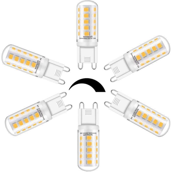 G9 LED Dimmable Blanc Chaud Wowatt Ampoule LED G9 5W 230V Équivalent à 40W  Halogène Lumière 420LM Lumineux 2700K Lampe LED G9 [1286] - Cdiscount Maison