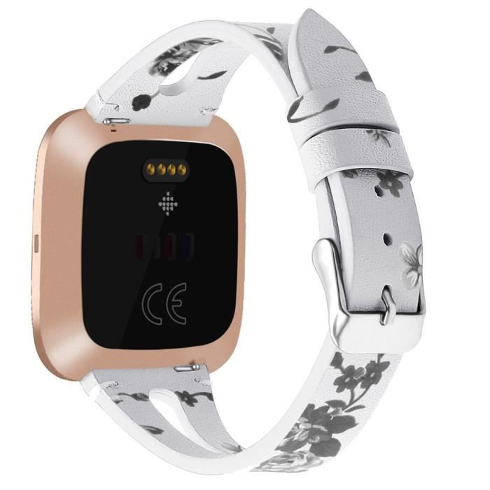Bracelet En Cuir Véritable Pour Fitbit Versa 2 - Compatible Versa/Lite/SE - Ajustable 135-195mm - Fermoir Acier