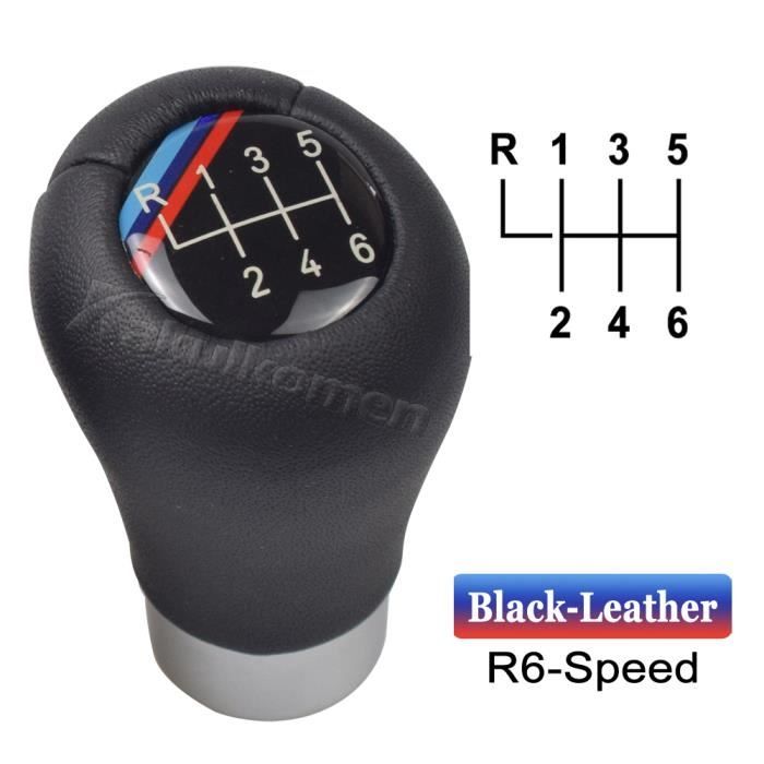 6 vitesses Noir-L - Pommeau de levier de vitesse en cuir, pour BMW E46, E90, E92, E39, X1 M, Logo