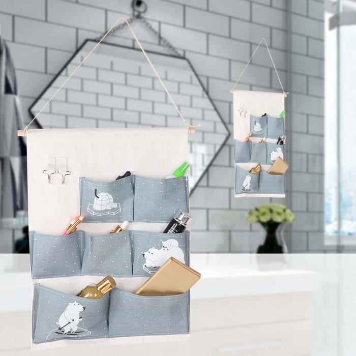 Fentar 2PCS Rangement Porte à Suspendre, Rangement Suspendu Porte De Grande Capacité Avec 5 Poches En Filet,Robuste Étagère Suspendue Pour Range Peluche Armoire Chambre à Coucher Jouets (32×130cm