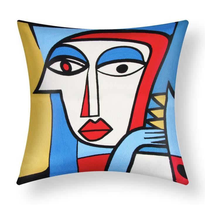 Housses de coussin - AVIZAR - Lot de 2 - 45x45 cm - Brodées - Multicolore - Design contemporain Housses de coussin - AVIZAR - Lot de 2 - 45x45 cm - Brodées - Multicolore - Design contemporain