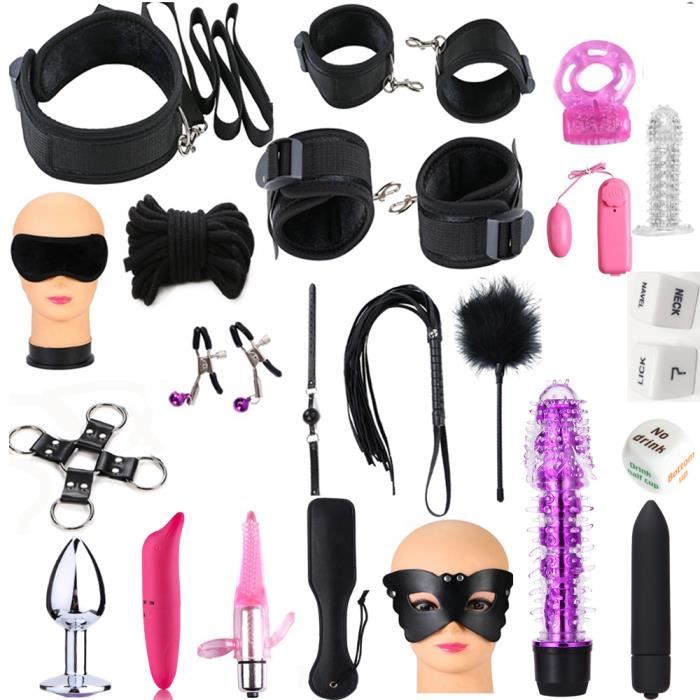 23 Pcs Jouets Sexuels Pour Femme Jeux Adultes Menottes Fouet Bouche Gag  Corde En Métal Butt Plug Bdsm Bondage Ensemble - Achat / Vente 23 Pcs Jouets  Sexuels Pour Fem - Cdiscount
