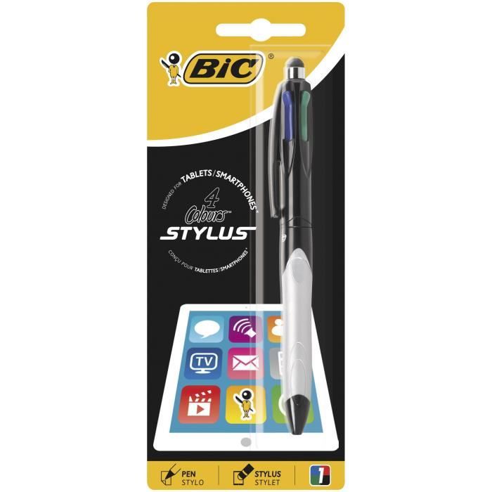 BiC Stylo bille rétractable 4 Colours™ Shine, pointe moyenne (1 mm