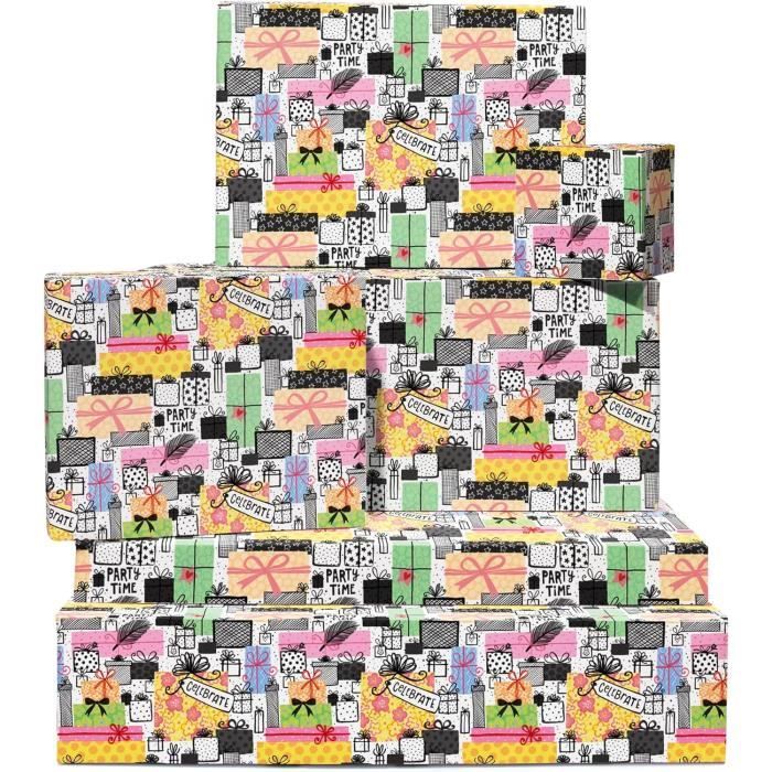 Papier Cadeau Transport Coloré - 6 Feuilles De Papier Cadeau Bleu - Moto Avion Pour Garçon