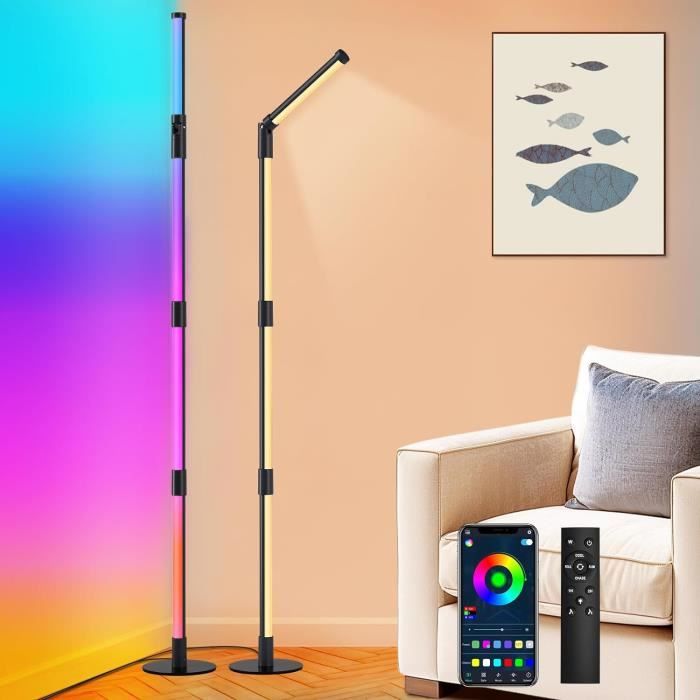 Lampadaire sur Pied RGB Dimmable Télécommande Lumière Ambiance EU Plug
