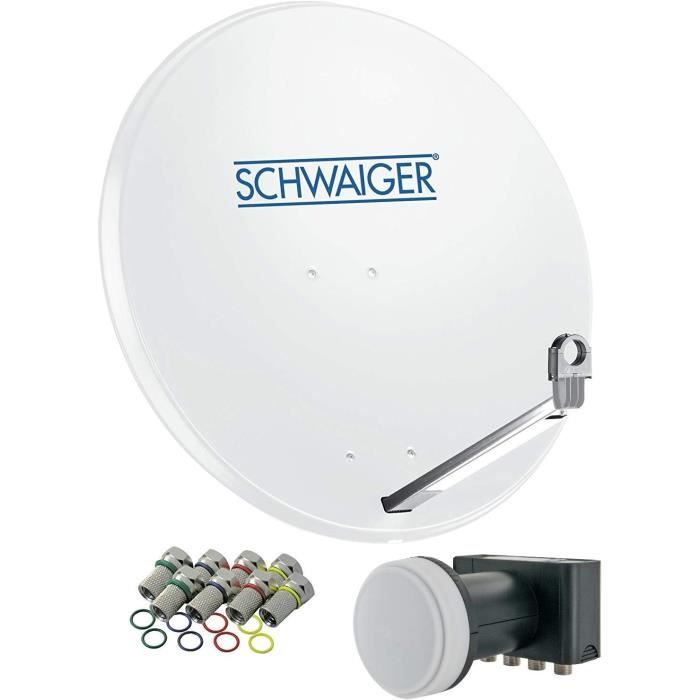 Kit Satellite Numérique 60 Cm Avec LNB Quad 4 Sorties | Réception TNT HD/4K/UHD | Compatible Astra 19.2 & Hotbird 13