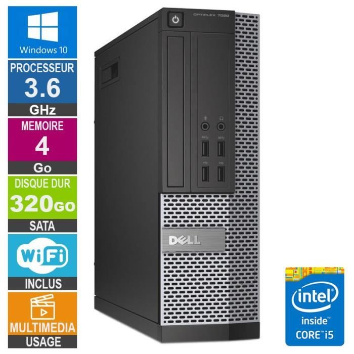 PC Dell 7020 SFF i5 4570 3.60GHz 320Go Wifi W10
